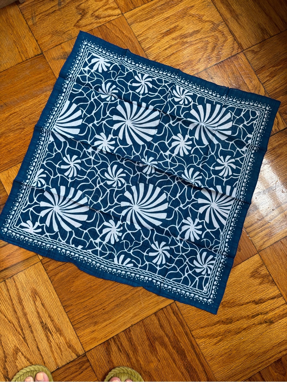 Navy Blue Floral Bandana Scarf